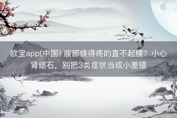 欧宝app(中国) 腹部倏得疼的直不起腰？小心肾结石，别把3类症状当成小差错
