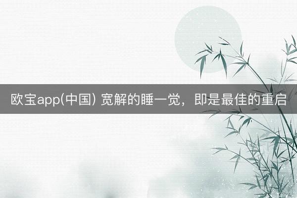 欧宝app(中国) 宽解的睡一觉，即是最佳的重启