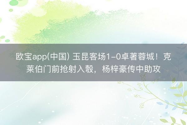 欧宝app(中国) 玉昆客场1-0卓著蓉城！克莱伯门前抢射入彀，杨梓豪传中助攻