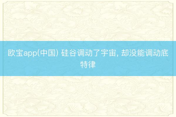 欧宝app(中国) 硅谷调动了宇宙， 却没能调动底特律