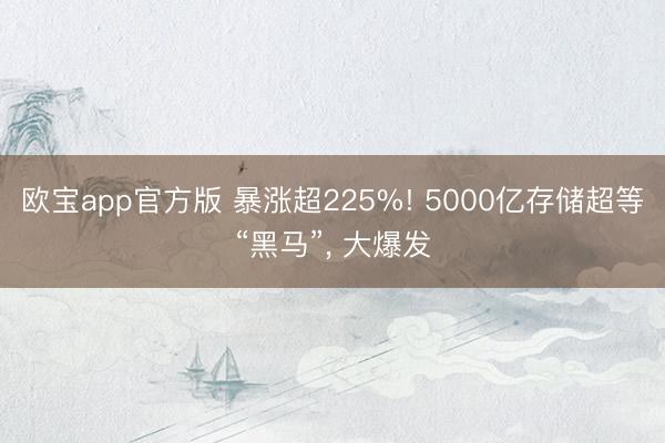 欧宝app官方版 暴涨超225%! 5000亿存储超等“黑马”， 大爆发