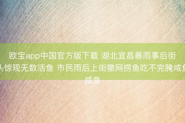 欧宝app中国官方版下载 湖北宜昌暴雨事后街头惊现无数活鱼 市民雨后上街撒网捞鱼吃不完腌咸鱼