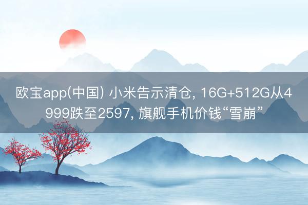 欧宝app(中国) 小米告示清仓, 16G+512G从4999跌至2597, 旗舰手机价钱“雪崩”