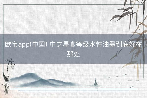 欧宝app(中国) 中之星食等级水性油墨到底好在那处