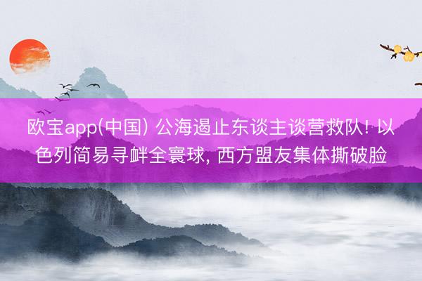 欧宝app(中国) 公海遏止东谈主谈营救队! 以色列简易寻衅全寰球， 西方盟友集体撕破脸