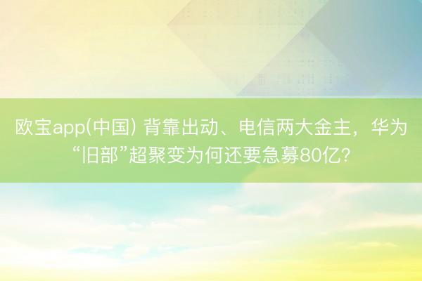 欧宝app(中国) 背靠出动、电信两大金主,华为“旧部”超聚变为何还要急募80亿?