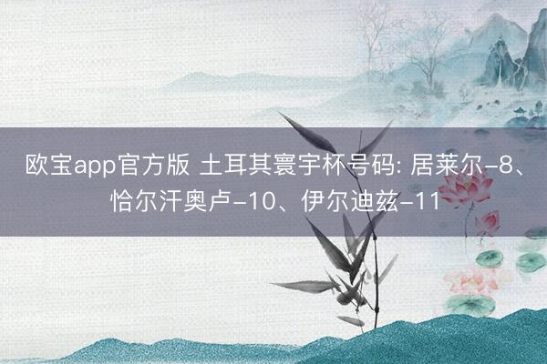 欧宝app官方版 土耳其寰宇杯号码: 居莱尔-8、恰尔汗奥卢-10、伊尔迪兹-11