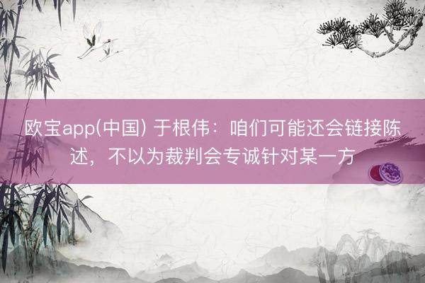 欧宝app(中国) 于根伟：咱们可能还会链接陈述，不以为裁判会专诚针对某一方